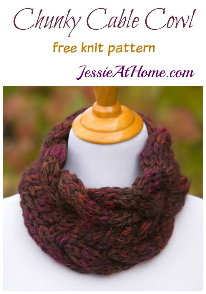 Cunky Cable Cowl free knit pattern by Jessie At Home