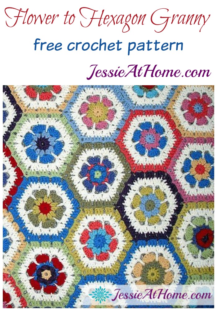 Flower to Hexagon Granny free crochet pattern by Jessie At Home
