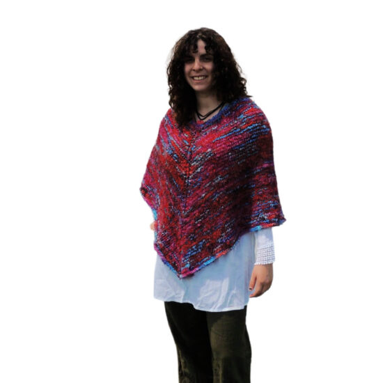 Short Knit Poncho in Claret from Thailand, 'Incredible in Claret