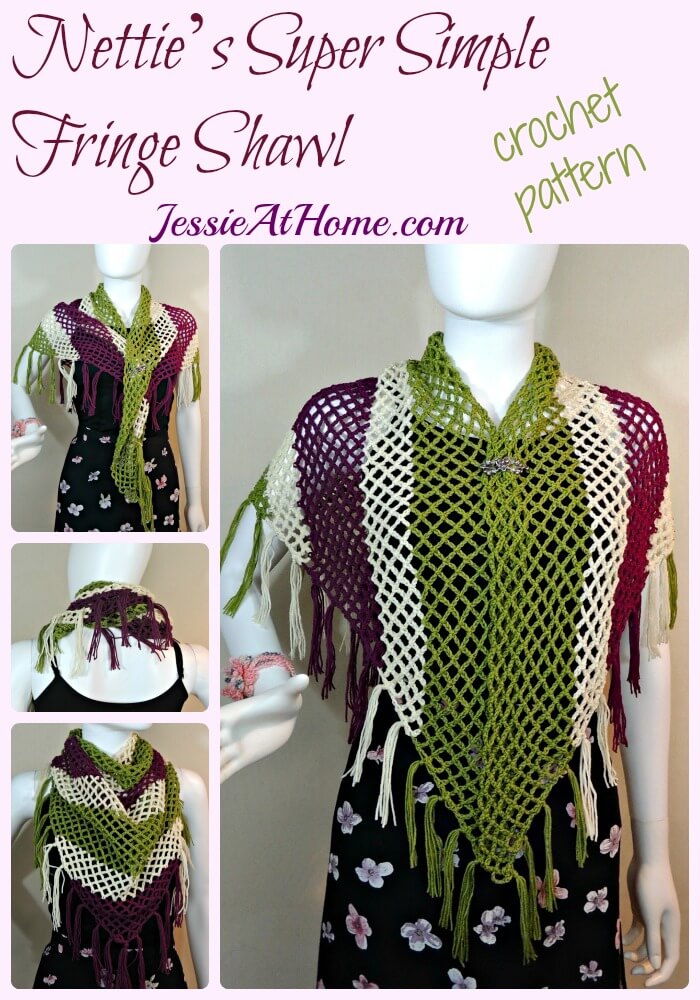 Nettie’s Super Simple Fringe Shawl crochet Pattern by Jessie At home