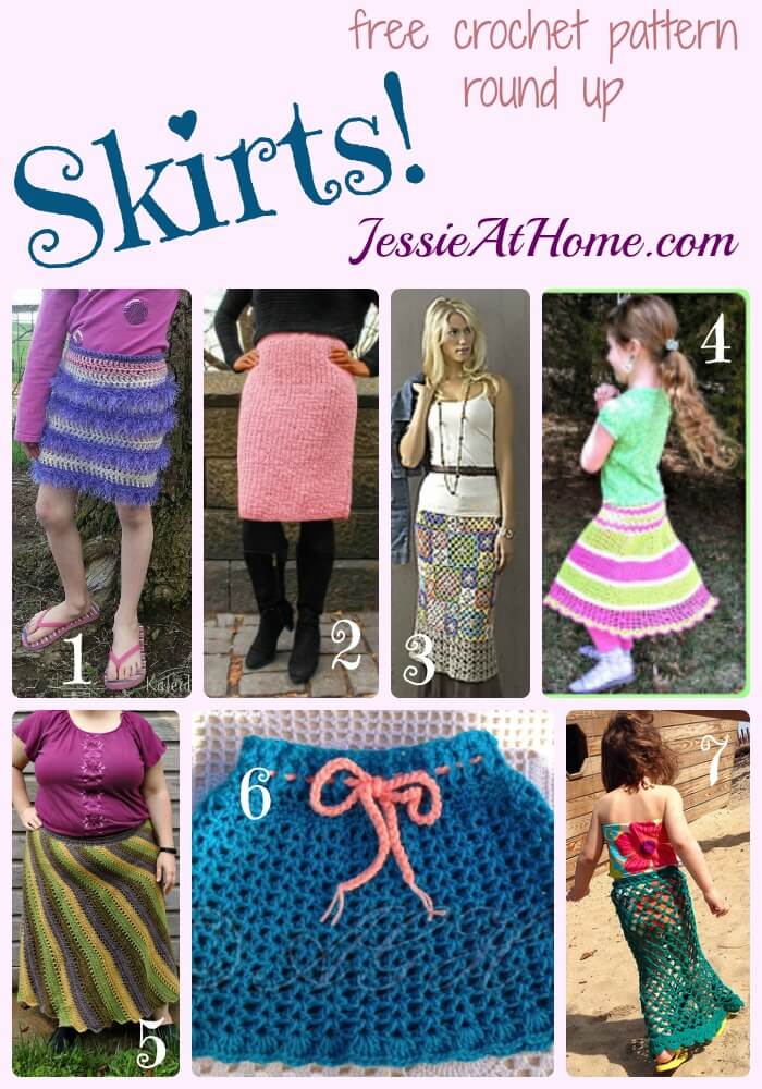 Skirts - free crochet pattern round up from Jessie At home