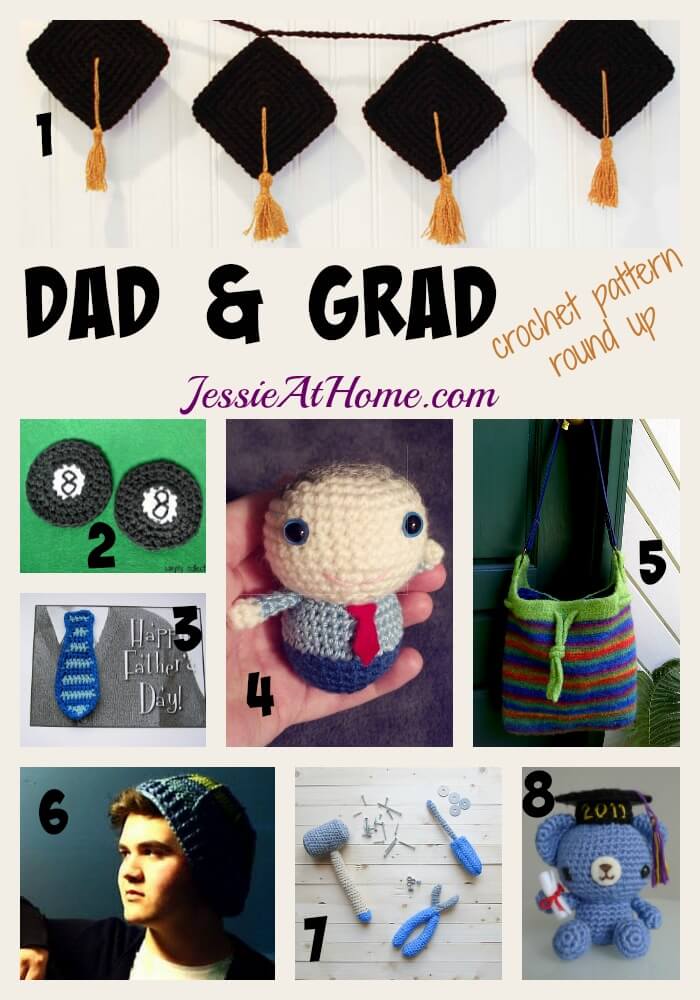 Dad & Grad free crochet pattern round up by Jessie At Home
