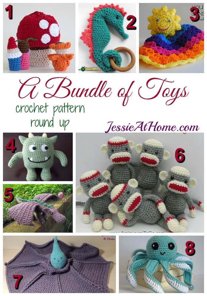A Bundle of Toys - free crochet pattern round up from Jessie At Home