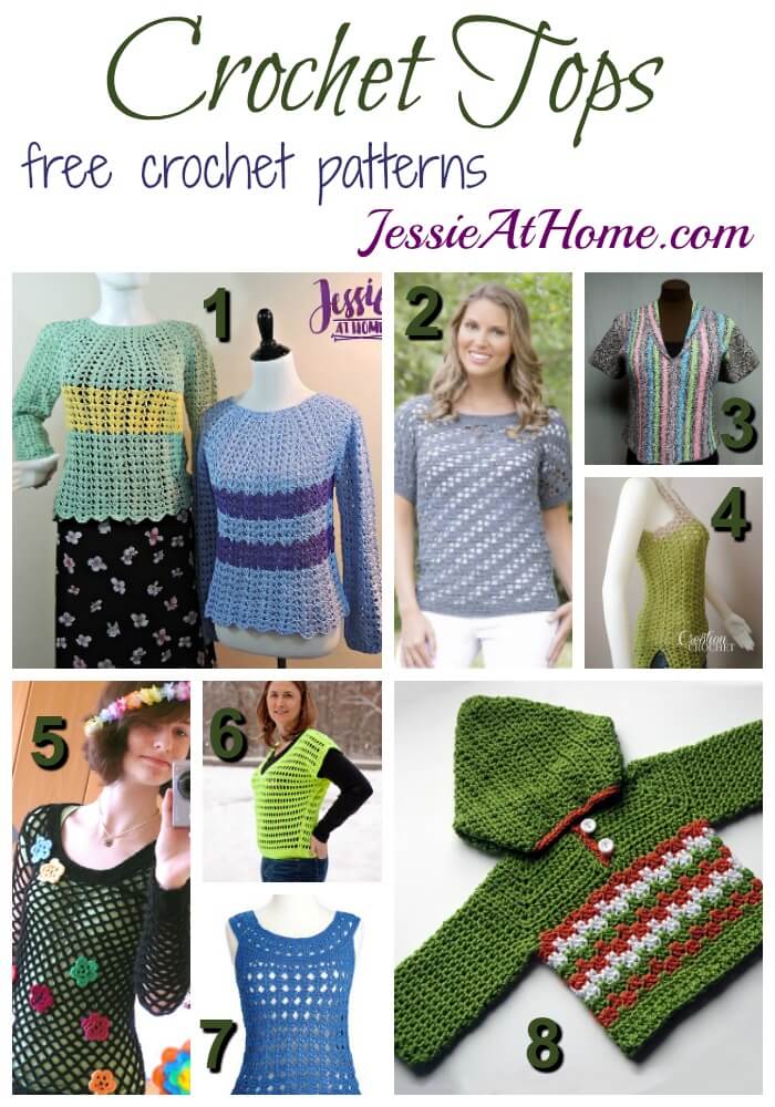 Crochet Tops - free crochet pattern round up from Jessie At Home
