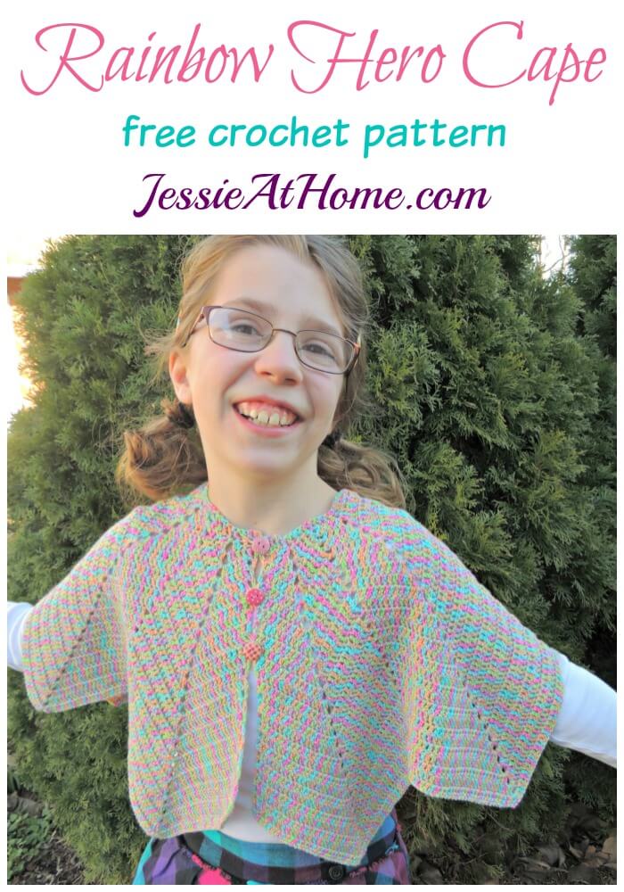 Rainbow Hero Cape free crochet pattern by Jessie At Home