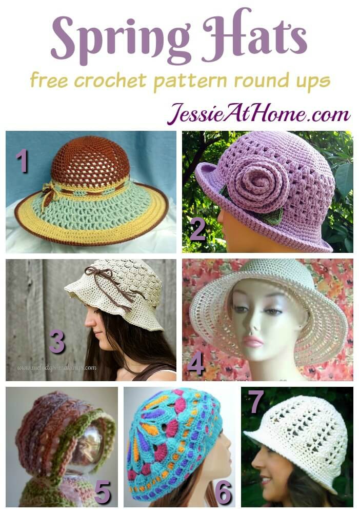 Spring Hats free crochet pattern round up from Jessie At Home