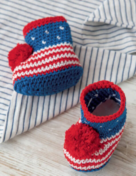 20 Crochet Baby Shoes - Red White and Blue