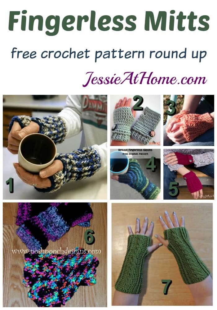 Fingerless Mitts - free crochet pattern round up from Jessie At Home