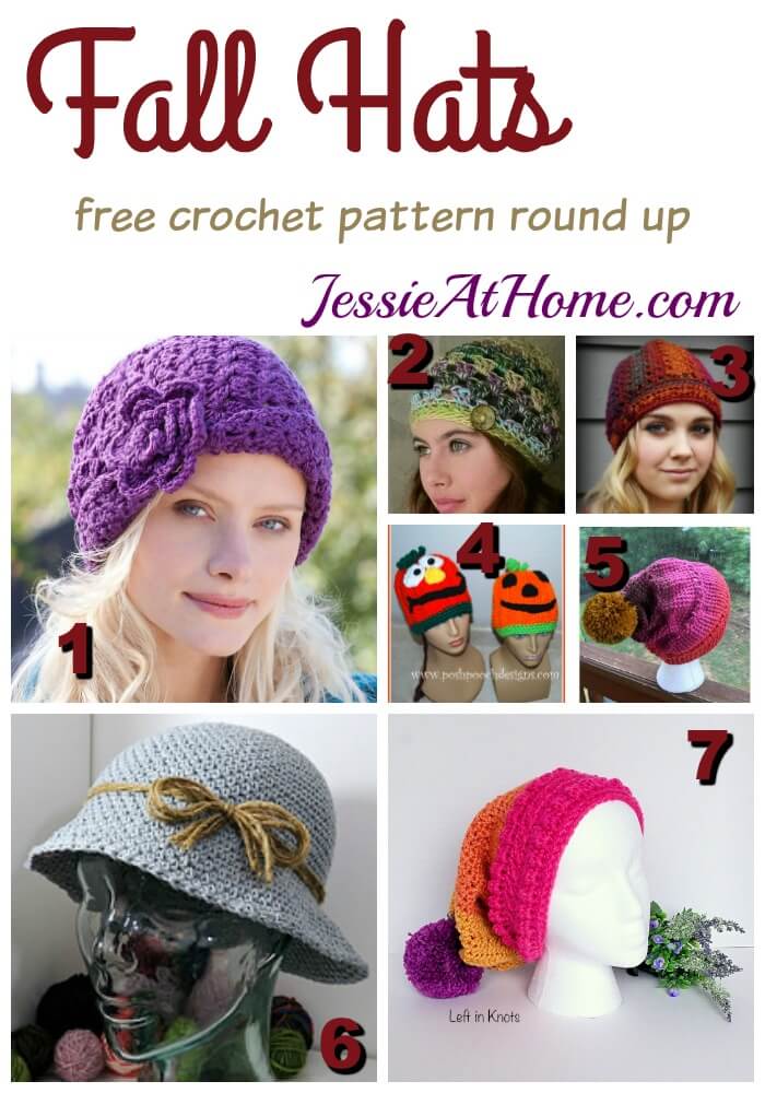 Fall Hats free crochet pattern round up from Jessie At Home