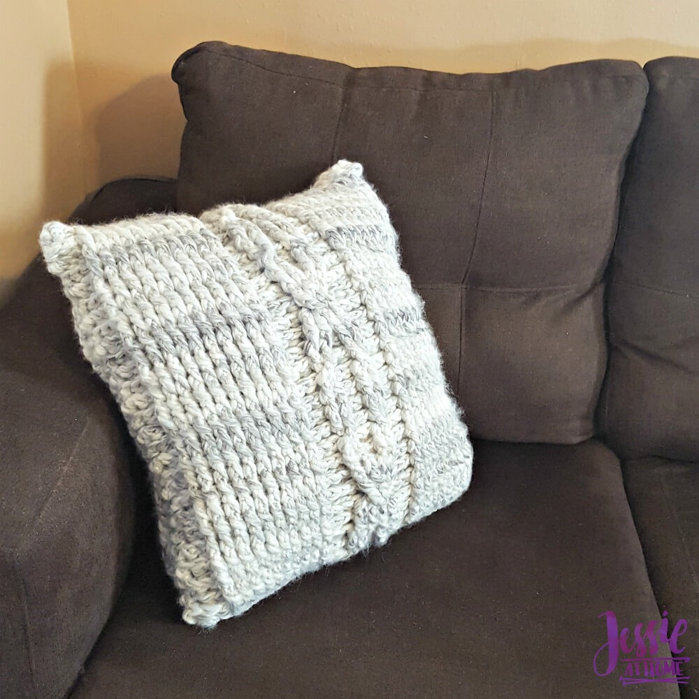 Giant Crochet Cable Pillow - free crochet pattern by Jessie At Home - 2