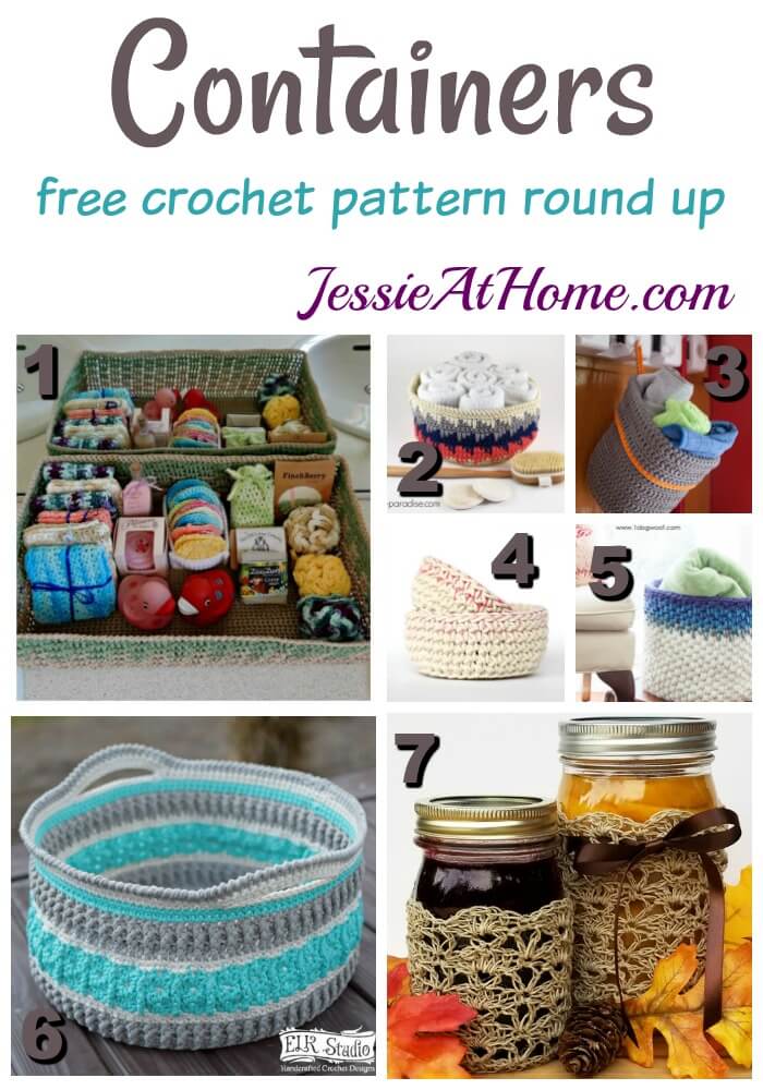 Containers - free crochet pattern round up from Jessie At Home