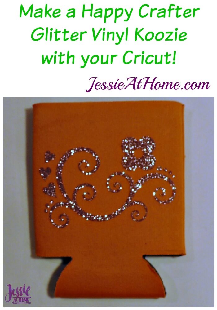 Happy Crafter Glitter Vinyl Koozie by Jessie At Home