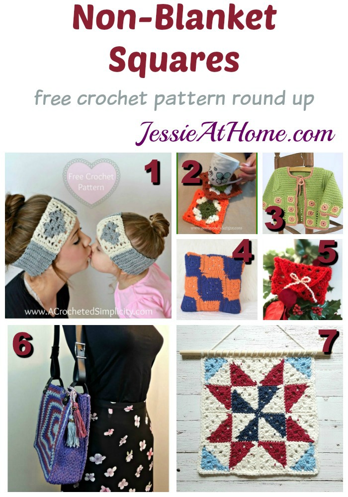 Non-Blanket Squares free crochet pattern round up from Jessie At Home