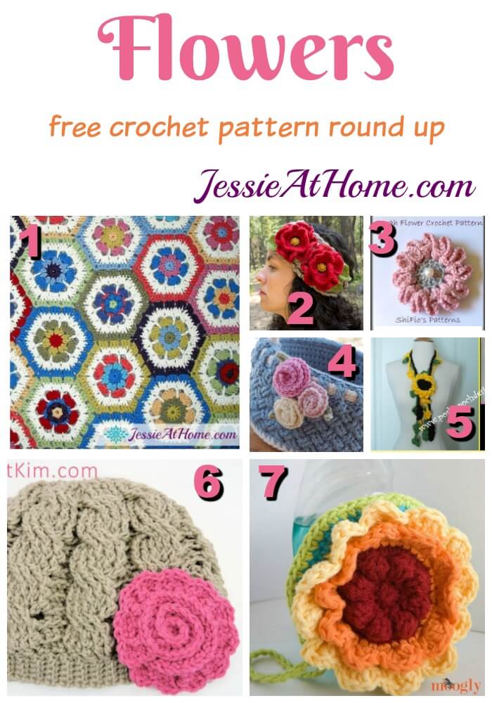 Flowers free crochet pattern round up from Jessie At Home