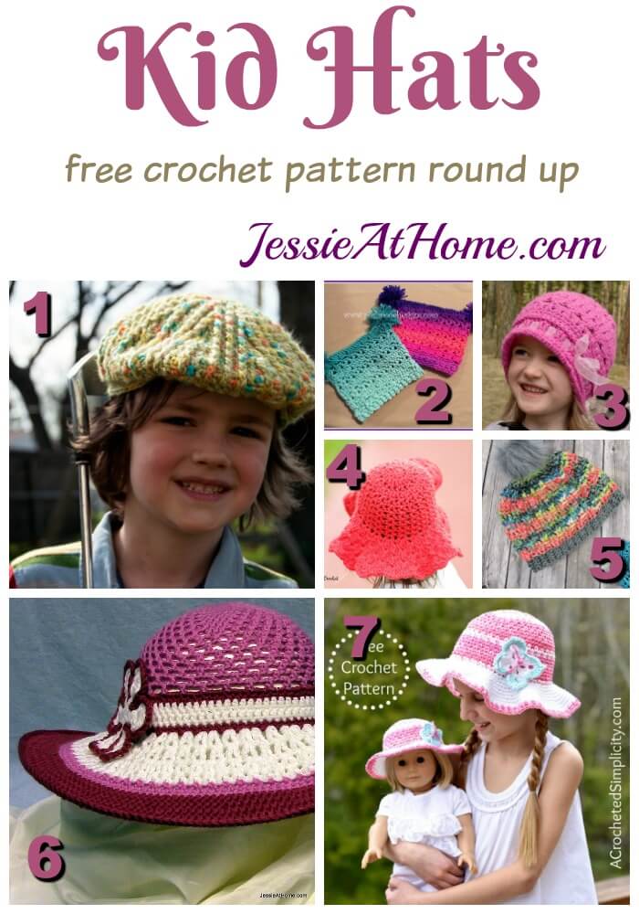 Kid Hats free crochet pattern round up from Jessie At Home