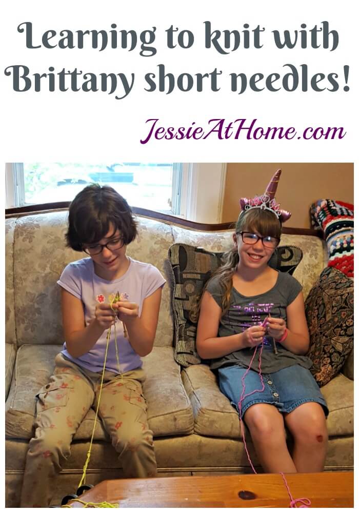 Learning to knit with Brittany short needles from Jessie At Home