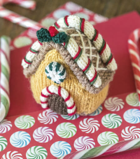 Tiny Christmas Toys to Knit book review and giveaway from Jessie At Home - gingerbread house