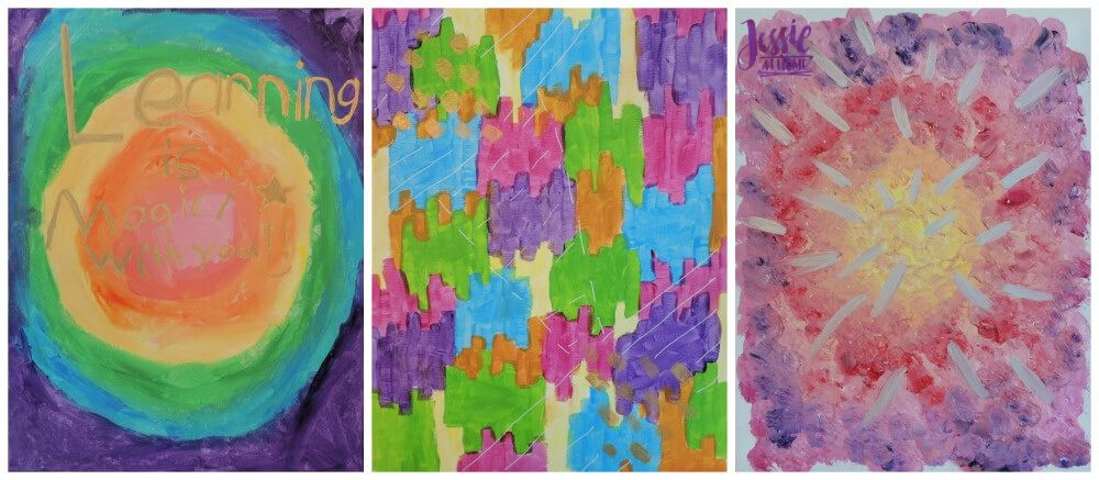 Happy Abstracts - painting book for kids and adults - review by Jessie At Home - abstracts done