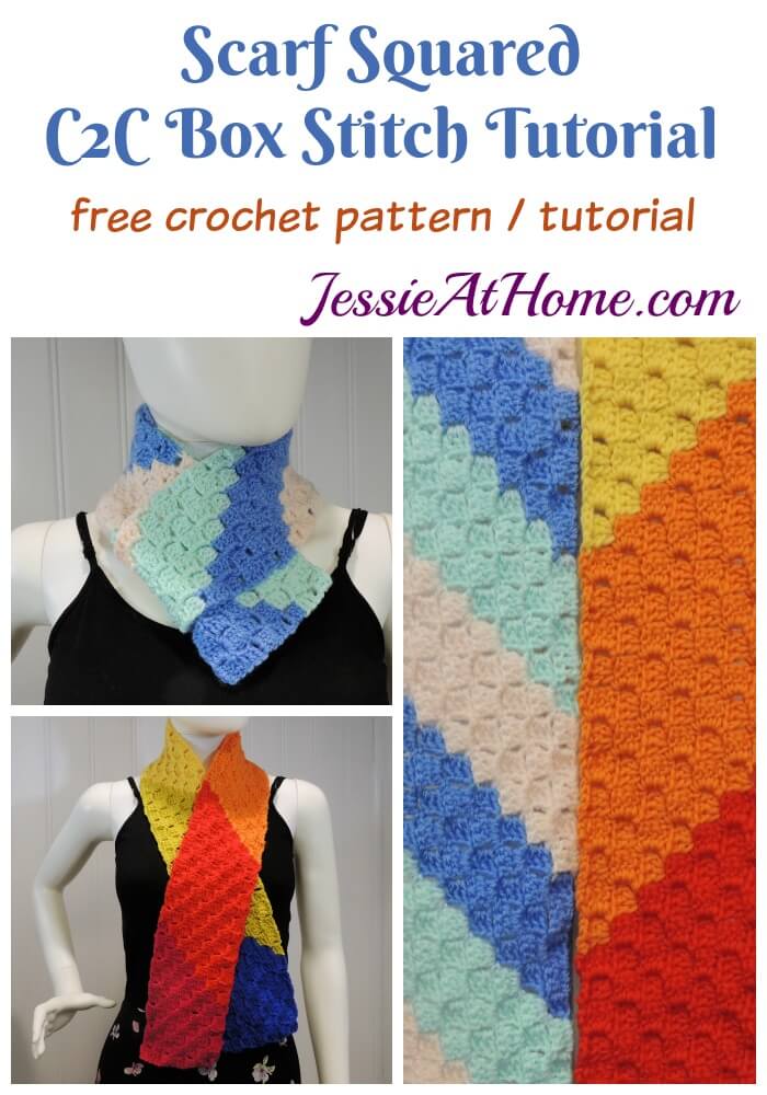 Scarf Squared - C2C Box Stitch free crochet pattern and tutorial by Jessie At Home