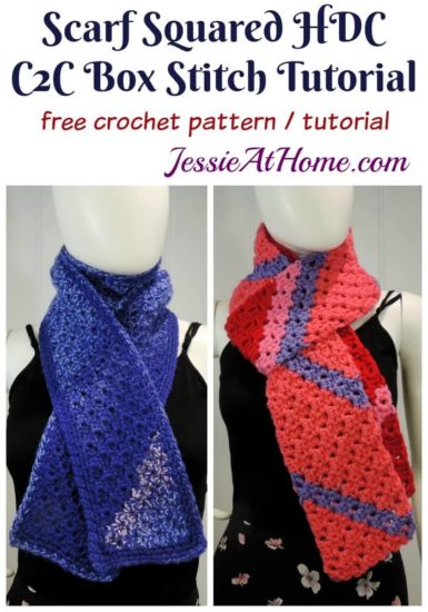 Scarf Squared Half Double Crochet C2C Box Stitch Tutorial - free crochet pattern and tutorial by Jessie At Home