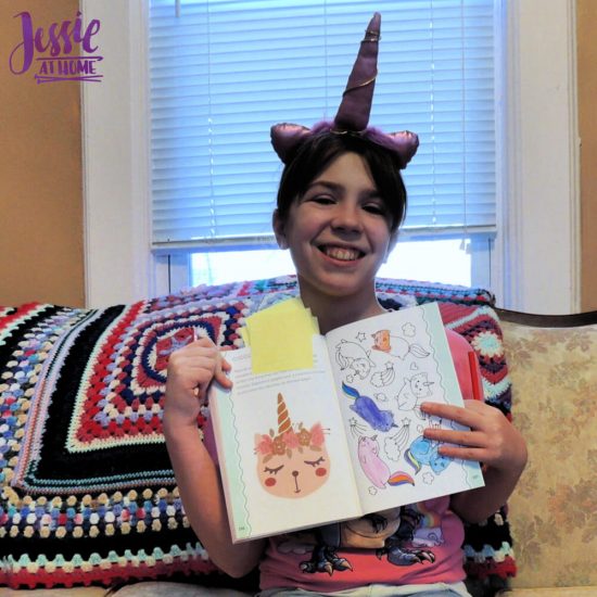 Unicorn Tales - a guided journal review from Jessie At Home - happy Kyla