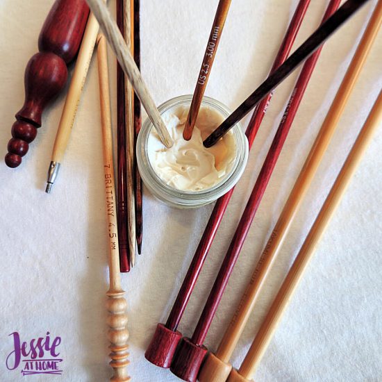 Caring for Wooden Crochet Hooks and Knitting Needles from Jessie At Home - in wax