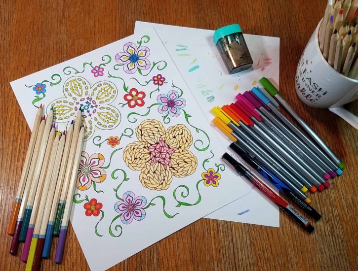 Coloring Flower & Vines Page - Andee Graves M2H Designs