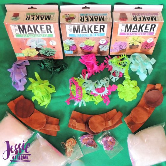 3 mini maker felt succulent kits review from Jessie At Home - contents