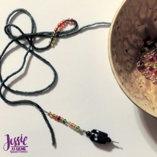 Crochet Necklace with Pendant and Beads by Jessie At Home - stringing beads