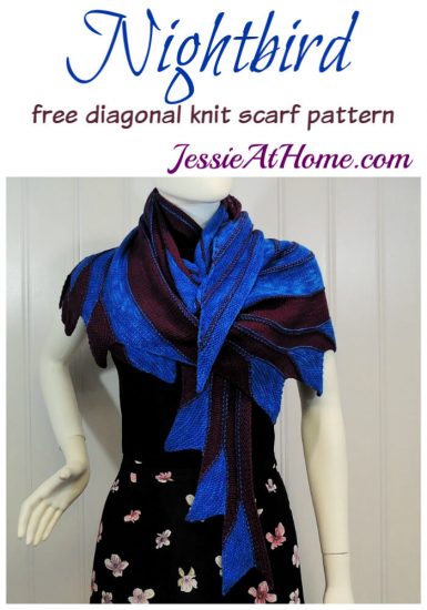 Nightbird - free diagonal knit scarf pattern by Jessie At Home
