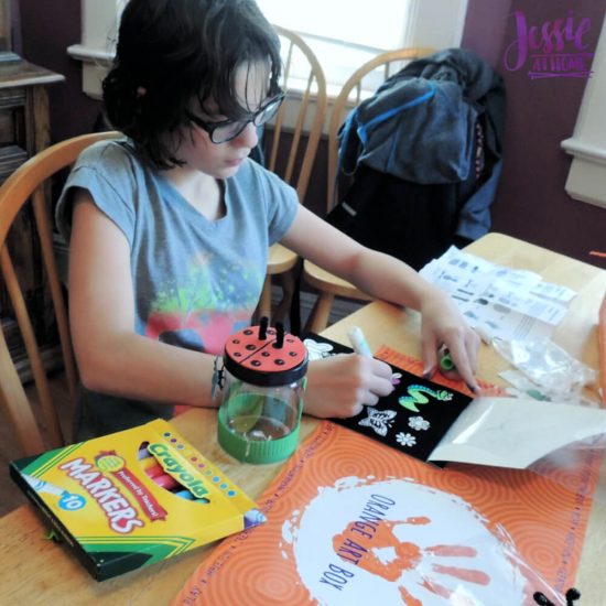 Bug Art For Kids - Buzzin' Bugs - July Orange Art Box Projects from Jessie At Home - coloring stickers