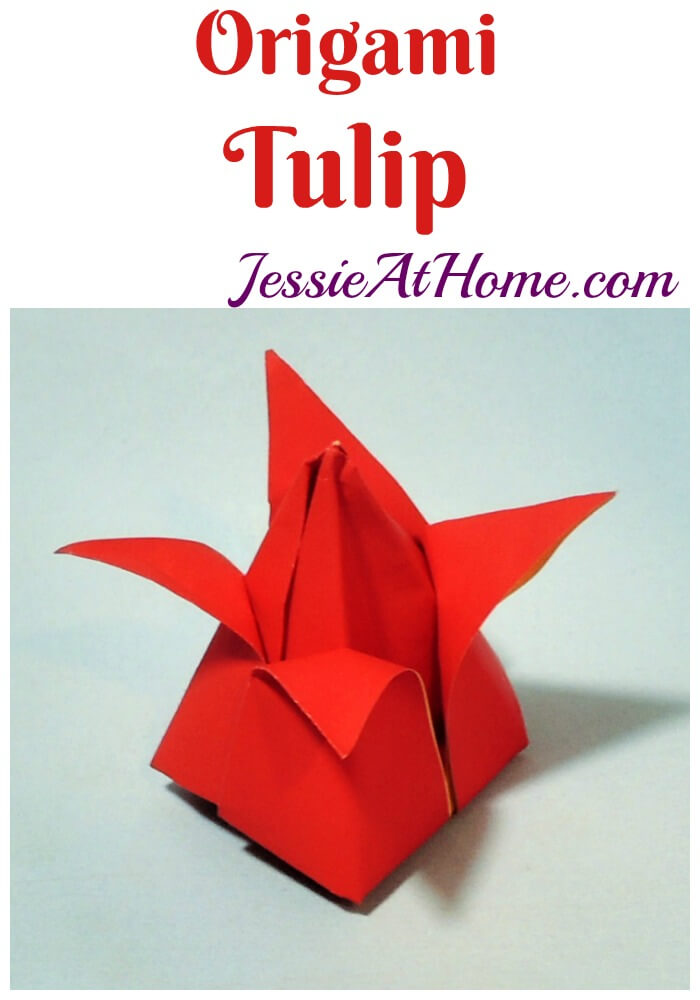 How to make an Origami paper tulip with stem and leaf