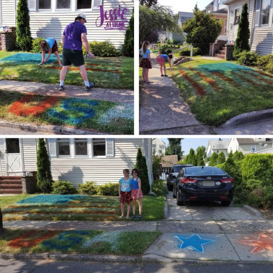 Spray Chalk and Art Birthday Fun - front yard