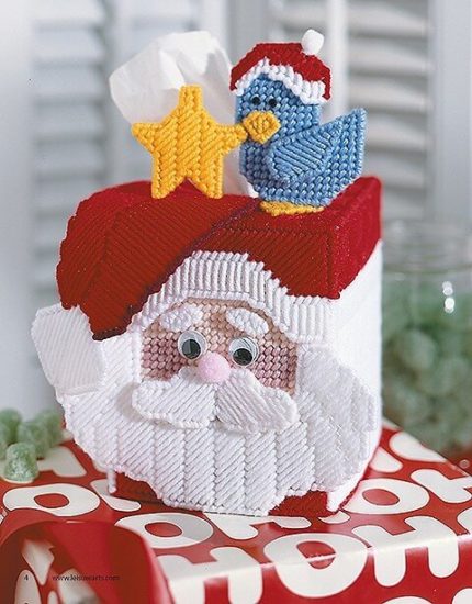 Festive Friends Plastic Canvas Tissue Box Cover