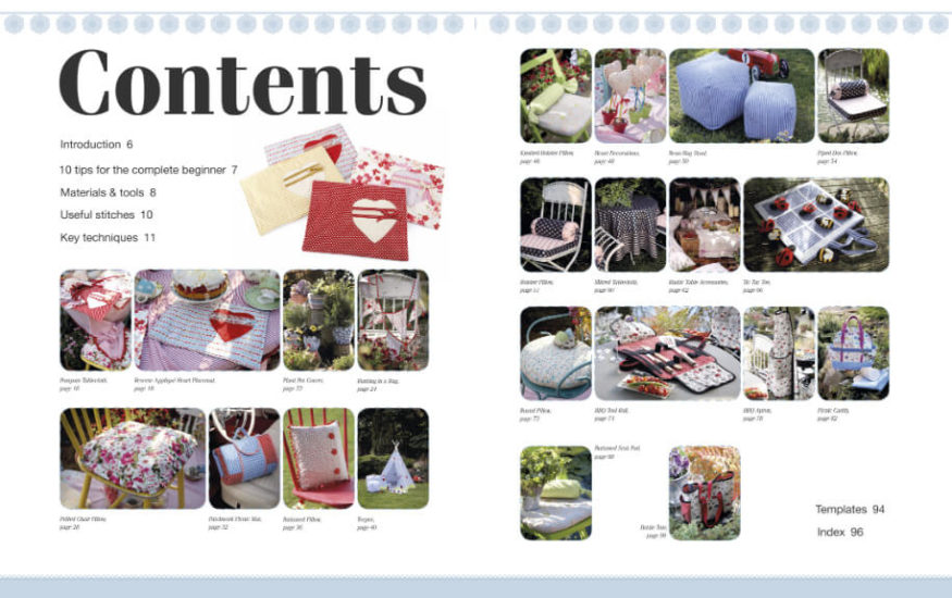 Sew Outdoor Living book review and giveaway from Jessie At Home - Contents