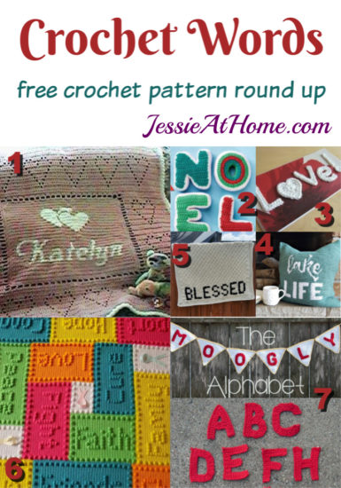 Crochet Words free crochet pattern round up from Jessie At Home