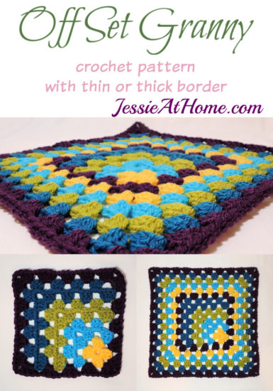 Off Set Granny Square with thin or thick border- crochet pattern by Jessie At Home
