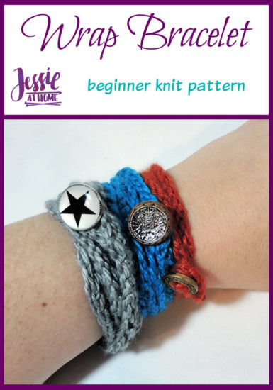 Simple Knit Wrap Bracelet beginner knit pattern by Jessie At Home - Pin 1